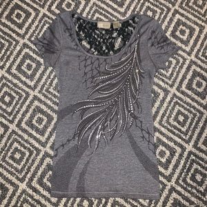 Women’s Miss Me rhinestone top with sheer back